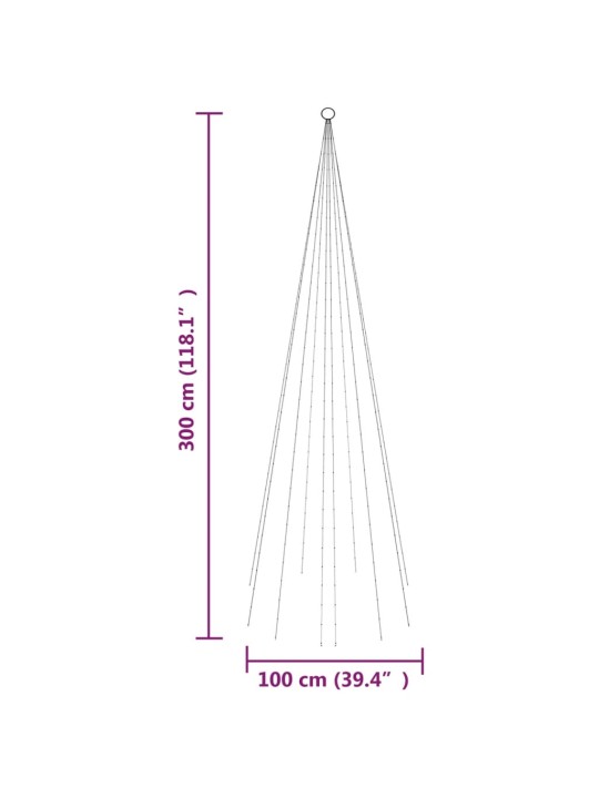 Joulukuusi lipputankoon 310 moniväristä led-valoa 300 cm