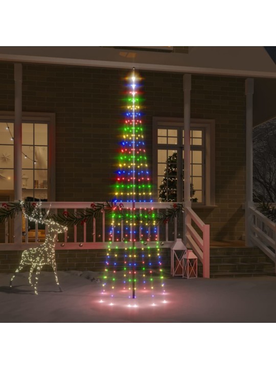 Joulukuusi lipputankoon 310 moniväristä led-valoa 300 cm