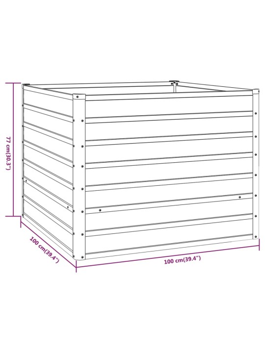 Korotettu kukkalaatikko ruoste 100x100x77 cm Corten teräs