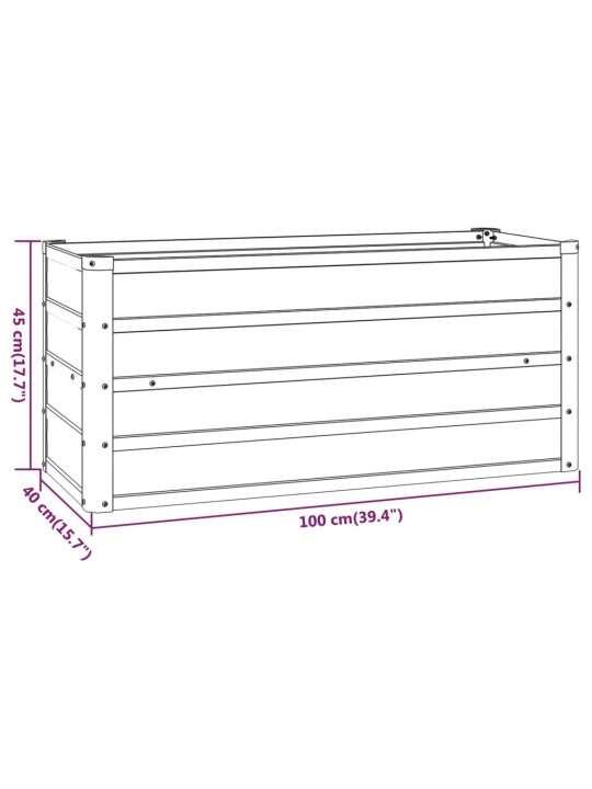 Korotettu kukkalaatikko ruoste 100x40x45 cm Corten teräs