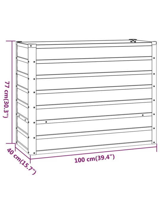Korotettu kukkalaatikko ruoste 100x40x77 cm Corten teräs