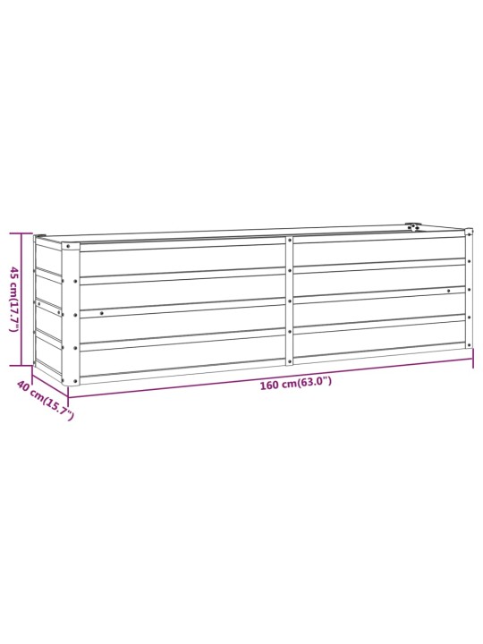 Korotettu kukkalaatikko ruoste 160x40x45 cm Corten teräs