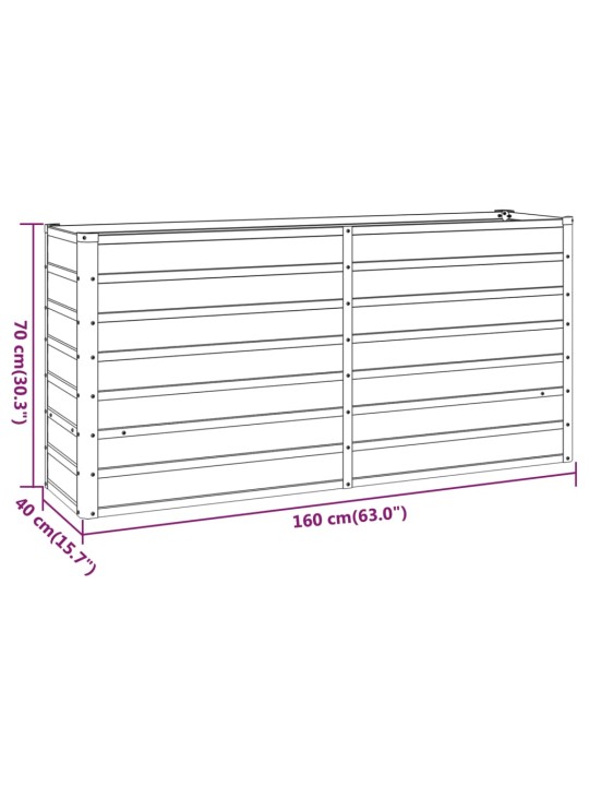 Korotettu kukkalaatikko ruoste 160x40x77 cm Corten teräs
