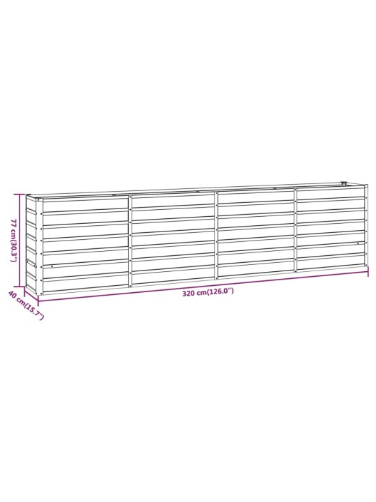 Korotettu kukkalaatikko ruoste 320x40x77 cm Corten teräs