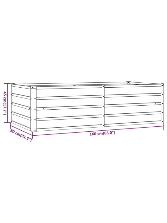 Korotettu kukkalaatikko ruoste 160x80x45 cm Corten teräs