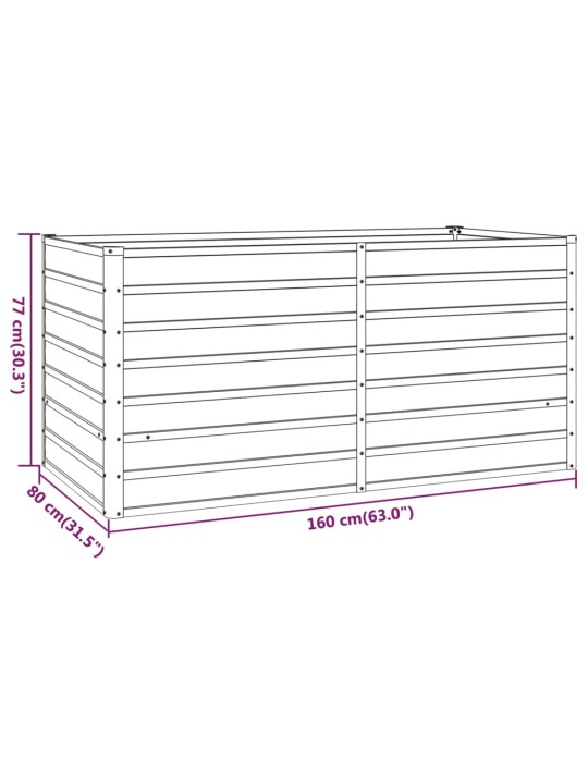 Korotettu kukkalaatikko ruoste 160x80x77 cm Corten teräs