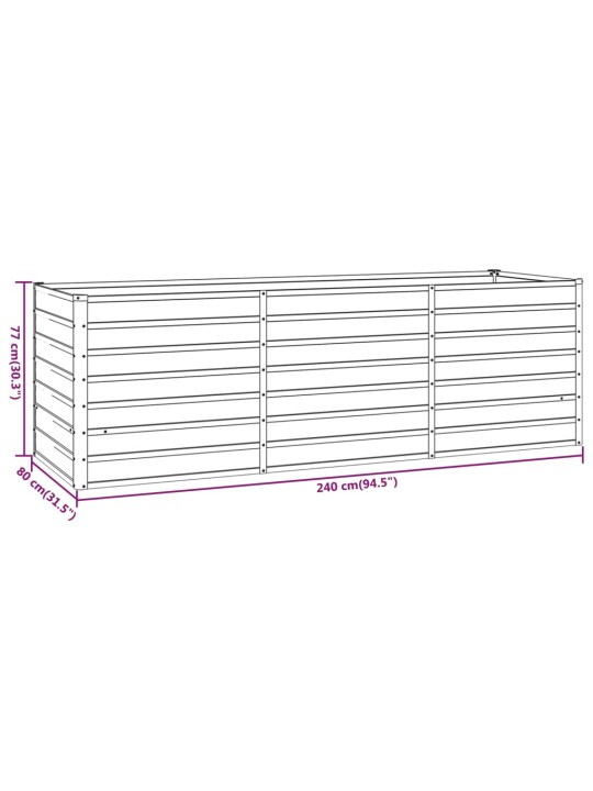 Korotettu kukkalaatikko ruoste 240x80x77 cm Corten teräs