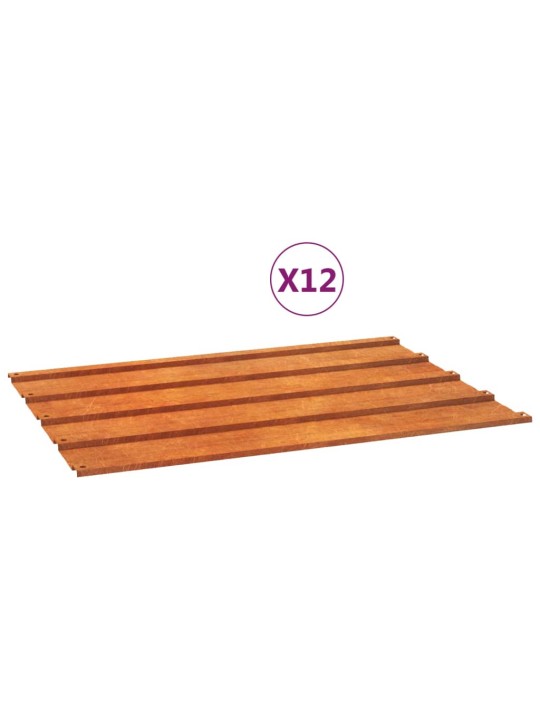 Kattopaneelit 12 kpl ruoste 60x44 cm corten teräs