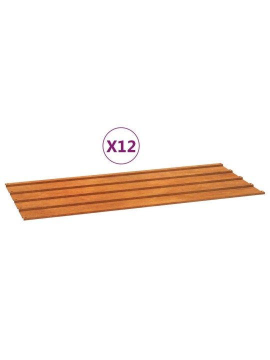 Kattopaneelit 12 kpl ruoste 100x44 cm Corten teräs