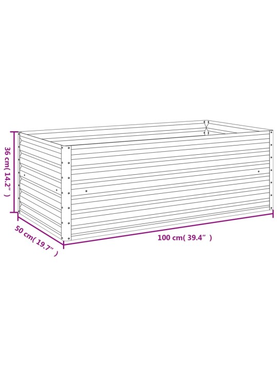 Korotettu kukkalaatikko 100x50x36 cm Corten teräs
