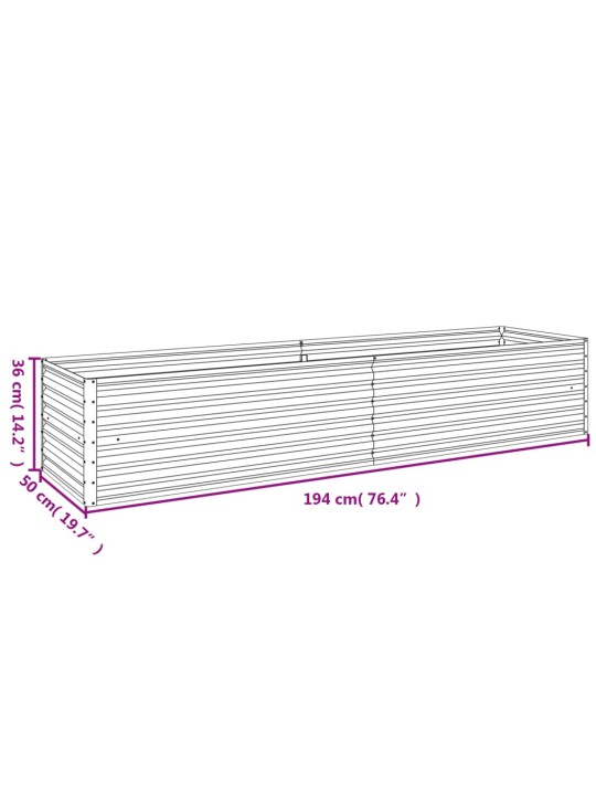Korotettu kukkalaatikko 194x50x36 cm Corten teräs