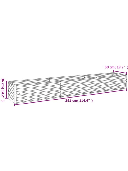 Korotettu kukkalaatikko 291x50x36 cm Corten teräs