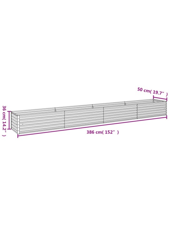 Korotettu kukkalaatikko 386x50x36 cm Corten teräs