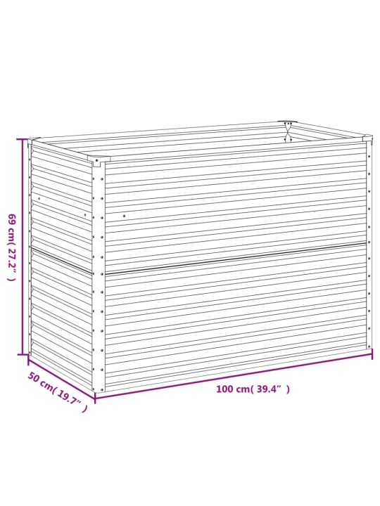 Korotettu kukkalaatikko 100x50x69 cm Corten teräs
