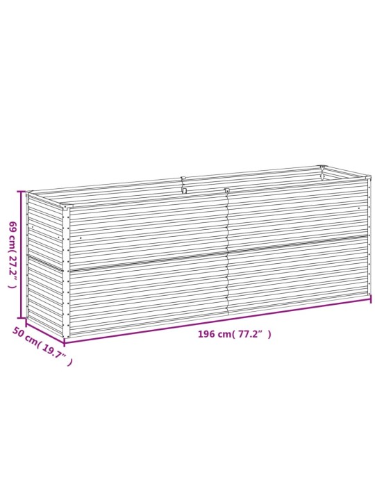 Korotettu kukkalaatikko 196x50x69 cm Corten teräs