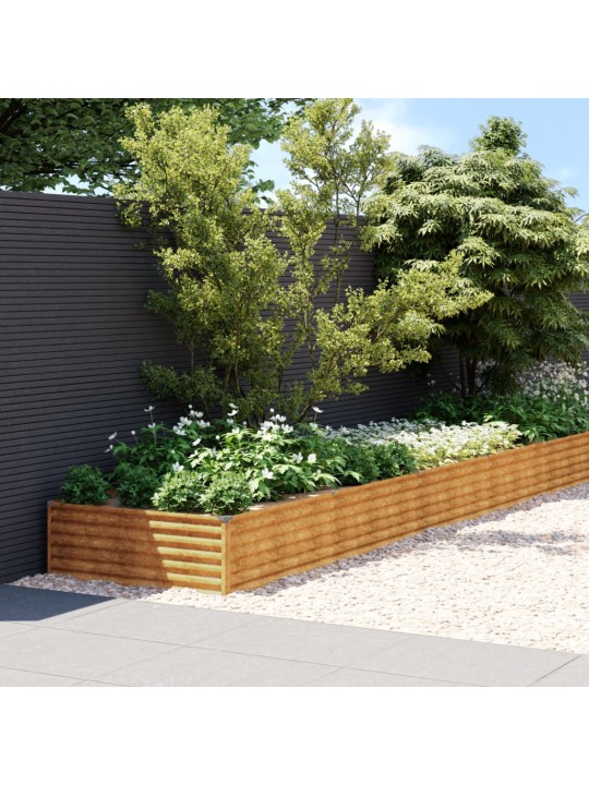 Korotettu kukkalaatikko 770x100x36 cm corten teräs