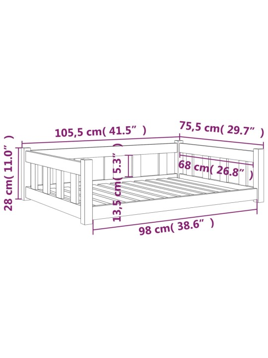 Koiransänky valkoinen 105,5x75,5x28 cm täysi mänty