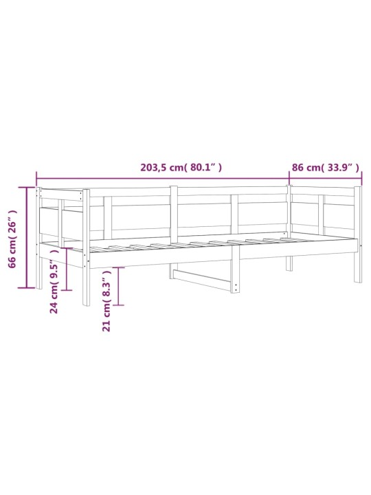 Sohvasänky harmaa täysi mänty 80x200 cm