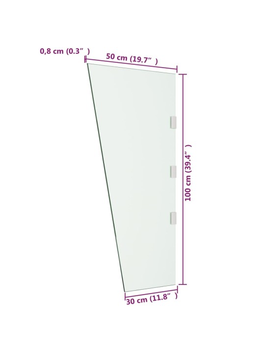2-osaiset Sivupaneelit ovikatokselle läpinäkyvä karkaistu lasi