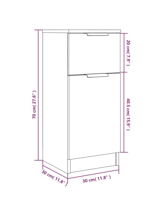 Senkit 2 kpl Sonoma-tammi 30x30x70 cm tekninen puu