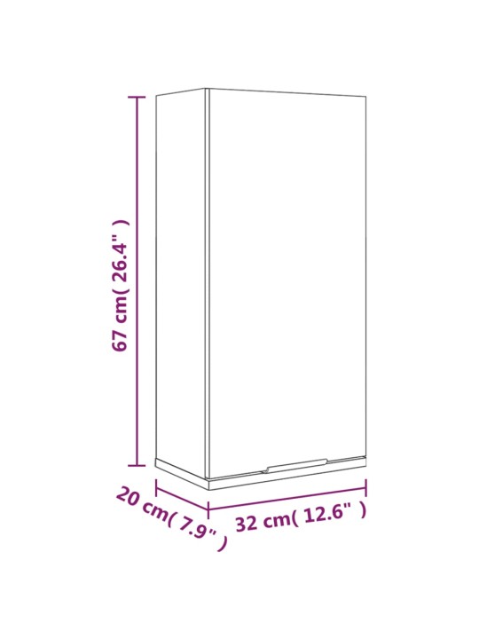 Seinäkiinnitettävä kylpyhuoneen kaappi harmaa 32x20x67 cm