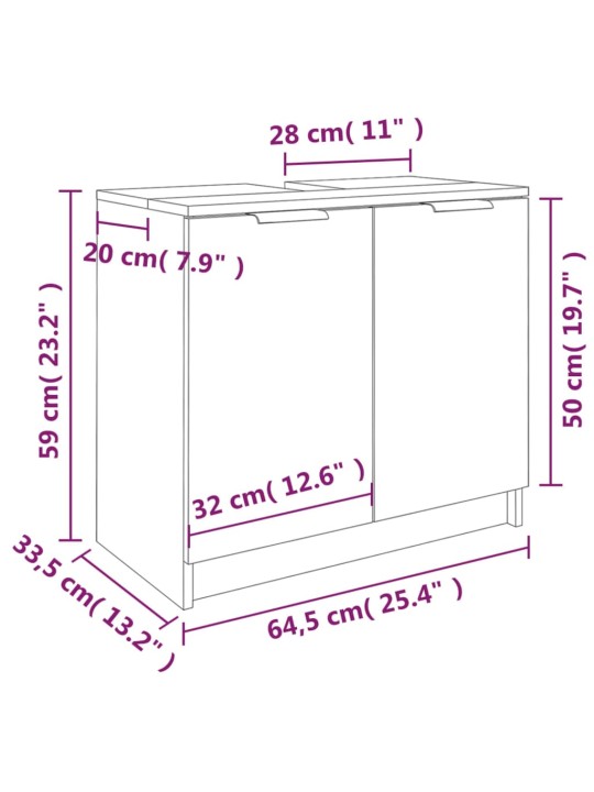 Kylpyhuoneen kaappi betoninharmaa 64,5x33,5x59 cm tekninen puu