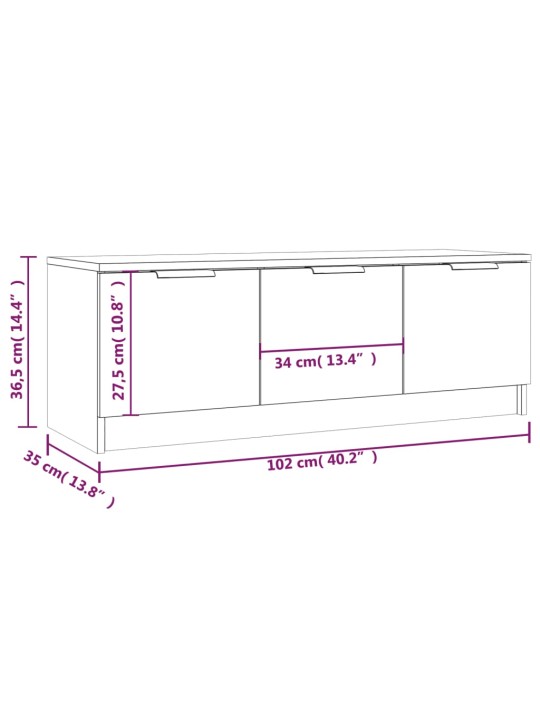 TV-taso musta 102x35x36,5 cm tekninen puu