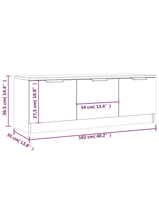 TV-taso Sonoma-tammi 102x35x36,5 cm tekninen puu