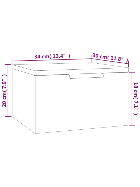 Seinäkiinnitettävä yöpöytä musta 34x30x20 cm