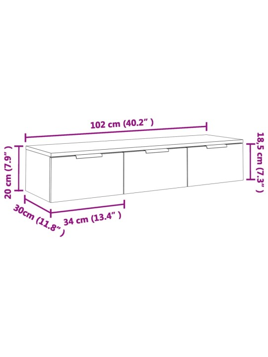 Seinäkaappi musta 102x30x20 cm tekninen puu