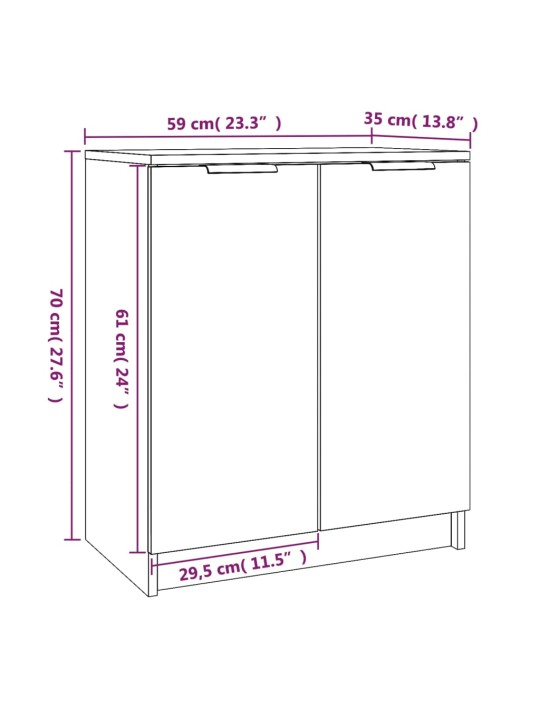 Kenkäkaappi betoninharmaa 59x35x70 cm tekninen puu