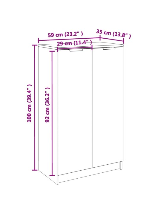 Kenkäkaappi musta 59x35x100 cm tekninen puu