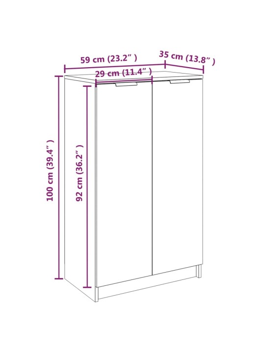 Kenkäkaappi betoninharmaa 59x35x100cm tekninen puu