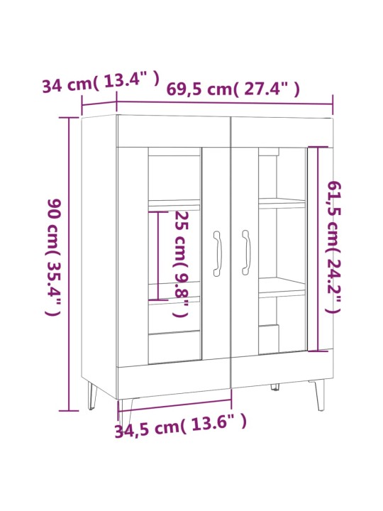 Senkki betoninharmaa 69,5x34x90 cm tekninen puu