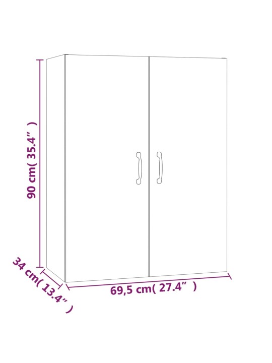 Riippuva kaappi musta 69,5x34x90 cm tekninen puu