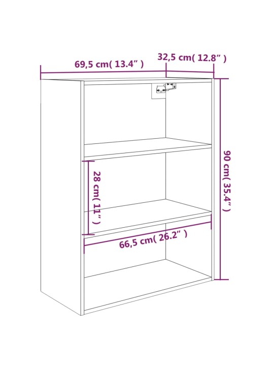 Riippuva seinäkaappi musta 69,5x32,5x90 cm