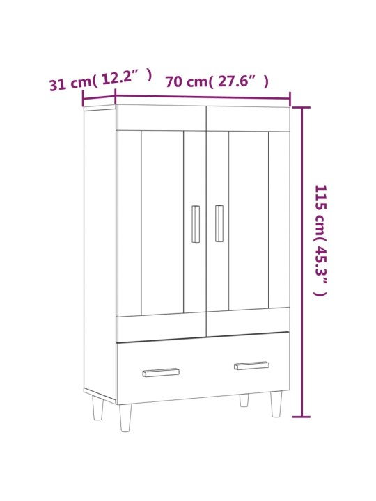 Kaappi musta 70x31x115 cm tekninen puu