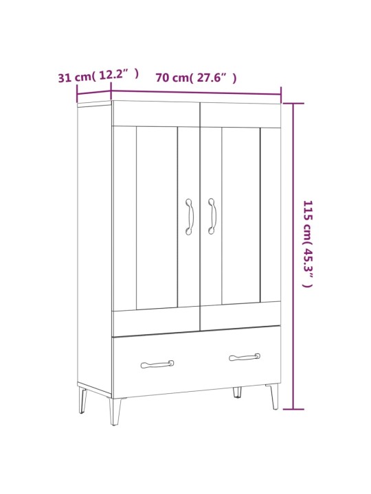 Kaappi musta 70x31x115 cm tekninen puu