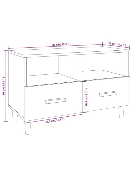 TV-taso musta 80x36x50 cm tekninen puu