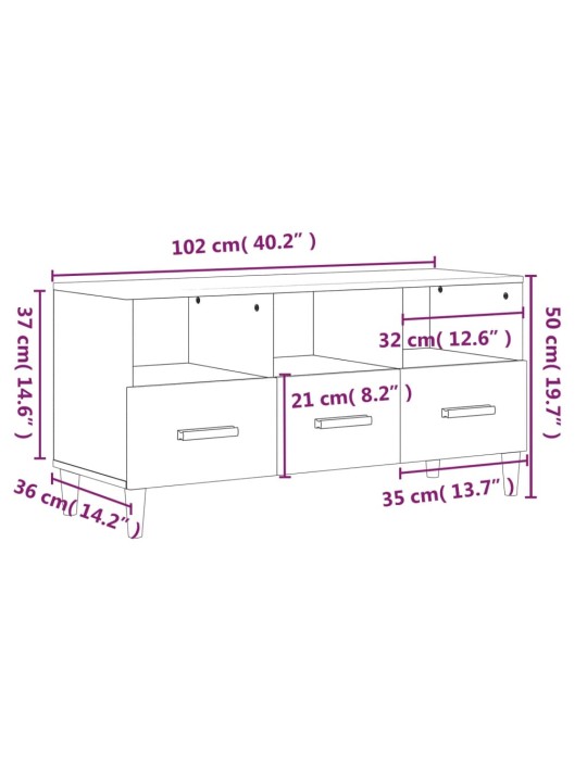 TV-taso musta 102x36x50 cm tekninen puu