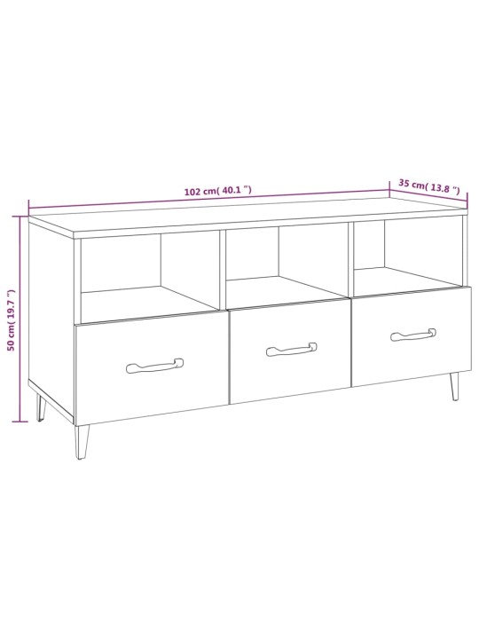 TV-taso Sonoma-tammi 102x35x50 cm tekninen puu