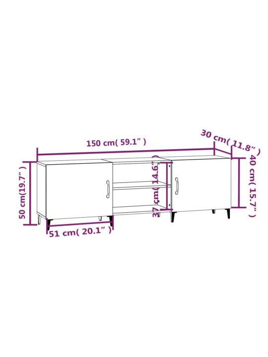 TV-taso musta 150x30x50 cm tekninen puu