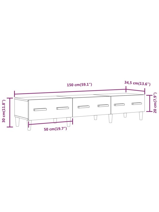 TV-taso musta 150x34,5x30 cm tekninen puu