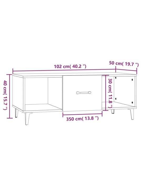 Sohvapöytä musta 102x50x40 cm tekninen puu