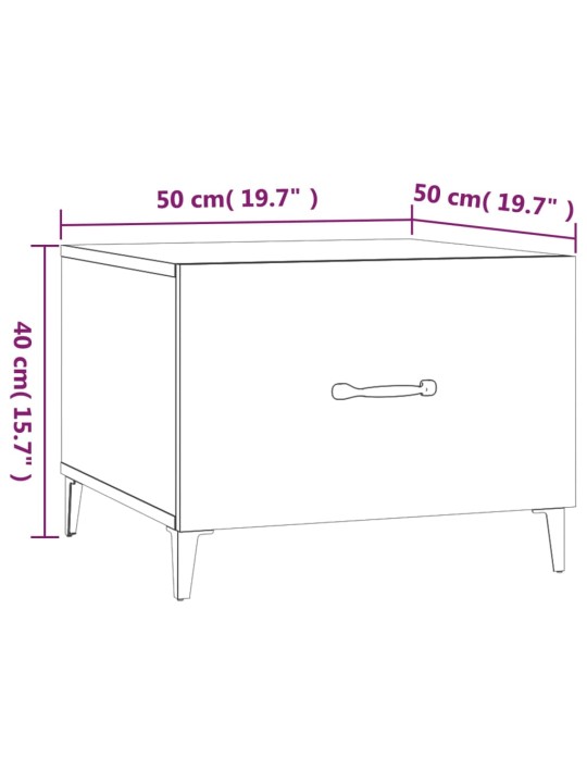 Sohvapöytä metallijaloilla 2 kpl musta 50x50x40 cm