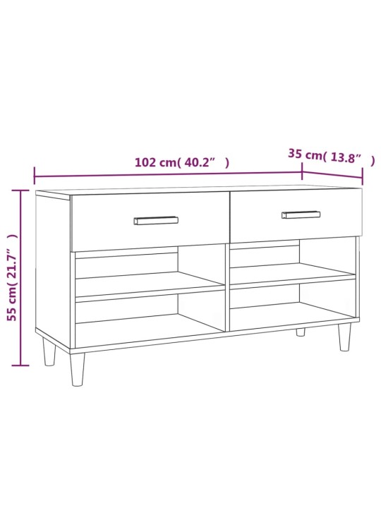 Kenkäkaappi musta 102x35x55 cm tekninen puu