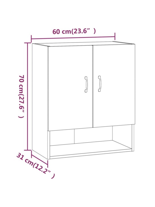 Seinäkaappi betoninharmaa 60x31x70 cm tekninen puu