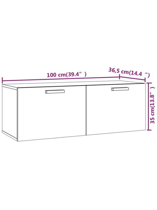 Seinäkaappi betoninharmaa 100x36,5x35 cm tekninen puu