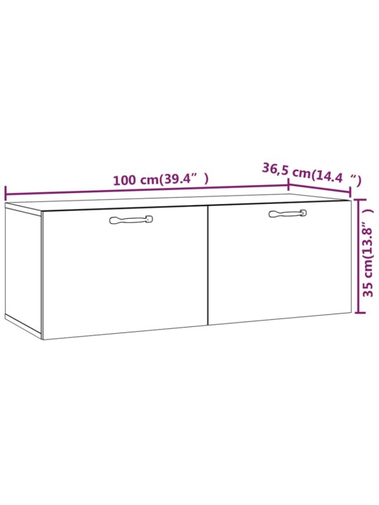 Seinäkaappi musta 100x36,5x35 cm tekninen puu