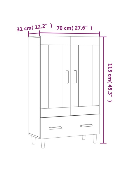 Kaappi ruskea tammi 70x31x115 cm tekninen puu